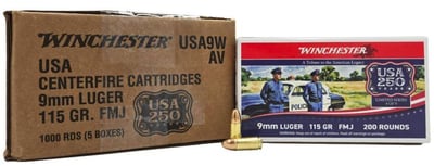 Winchester USA White Box 9mm 115 Grain FMJ 1000 rd Case - $229.99 + Free Shipping 