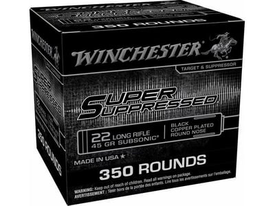 Winchester Ammo Super Suppressed 22 LR 45Gr 350rd - $22.78 (FREE Shipping on Firearms)