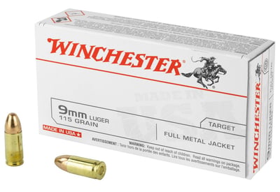 Winchester USA 9mm 115 Grain Full Metal Jacket 1000 Rounds - $210 