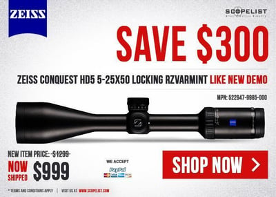 Zeiss Conquest HD5 3-15x42 Like New Demo - Save Over $200 On Your Purchase - $999