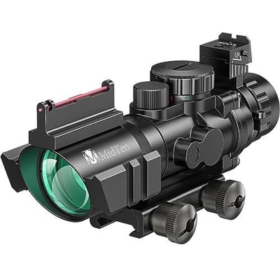 MidTen 4x32 Tactical Rifle Scope Red & Green &Blue Illuminated Reticle with Mount for 20mm Rail and Fiber Optic Sight - $35.99 w/code "7EFYQ4RL" (Free S/H over $25)