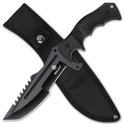 REAT Fixed Blade Knife with Sheath,11" 440 Stainless Steel Blade with Full Tang Design, Ergonomic No Slip Handle - $15.99 + FREE Shipping