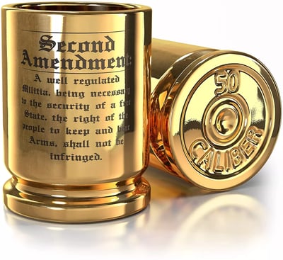 2nd Amendment Engraved 50 Caliber Brass Ceramic Shot Glasses Set of 2 - $17.99 + 10% off with Code "VIPCLUB10" (Free Shipping over $75)