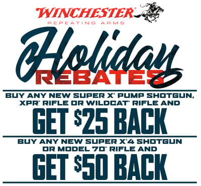Winchester Holiday Rebates: Up to a $50 Rebate with Purchase of Select Winchester Firearms 