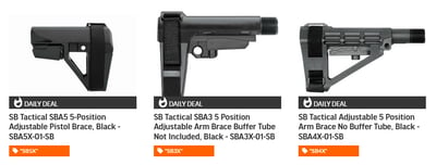 Save $20 By Using Coupon Code "SB5X" On SB Tactical SBA5 Adjustable Pistol Braces!