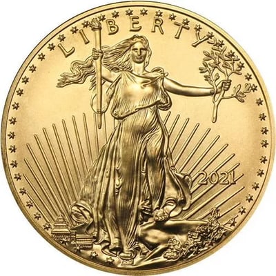 2021 1/10 oz American Gold Eagle Coin BU - $255.55 (Free S/H over $99)