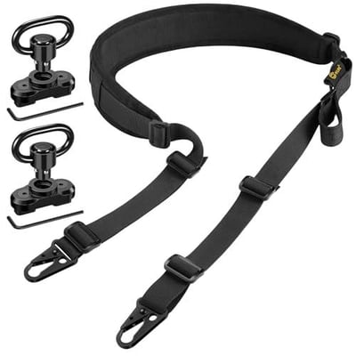 50% off CVLIFE Two Point Sling Rifle Strap with Quick Adjustment Length Loop,Removable Shoulder Pad with 7 Elastic Loops for 9mm-13mm Calibers,Traditional Sling with 2 Pack 360° Metal Sling Swivels w/code UD4CEENZ - $8.49 + FREE Shipping
