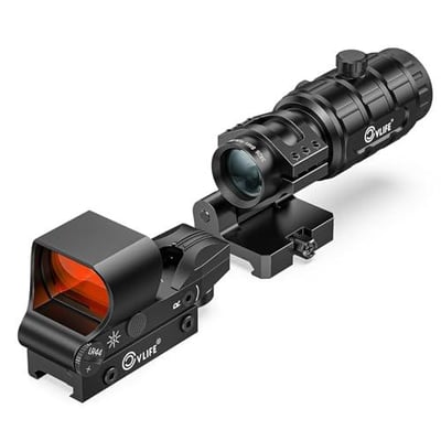 39% off CVLIFE EagleFeather Multiple Reticle Red/Green Dot and Magnifier Combo, 40mm Large Lens Red/Green Dot with 3X Magnifier, Absolute Co-Witness, Open Reflex Optics Sight with Flip-to-Side w/code BQF4CPQH + FREE Shipping