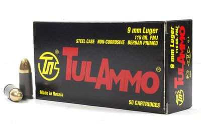 Tula Ammo 9mm Luger 115 gr FMJ Steel Case 50/Box - $16.26