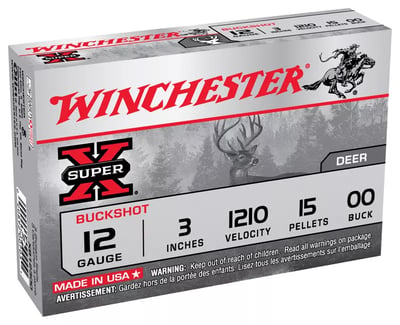 Winchester Super-X Magnum Buckshot Shotshells - #00 Shot - 12 Gauge - 5 Rounds - $8.99 (Free S/H over $50)