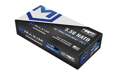 Maxim 5.56x45mm NATO 55gr TUI (Tumble Upon Impact) 20rd - $29.09