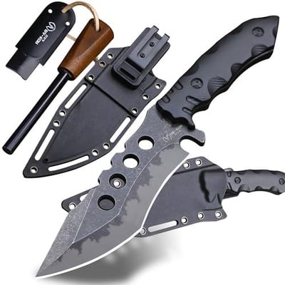 BA-KOR USA 6mm Thick 440c Steel (10.8in) (Full Tang) Fixed Knife + Sheath & (5.9in) Cerium Igniter, Suitable for Outdoor Camping, Survival, Adventure, Fishing, EDC, Hunting Knife - $30.44 + FREE Shipping