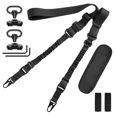EZshoot Two Point Rifle Sling with Removable Widened Shoulder Pad and Quickly Adjust Length Loop 2 Pack 360° Metal Sling Swivels Black - $9 w/code "IOPZEOOL" + FREE Shipping
