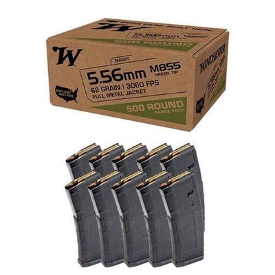 500rds Winchester M855 5.56 62gr FMJ Ammo & 10 Magpul PMAG 30rd Gen2 MOE 5.56x45 Magazines - $359.99 