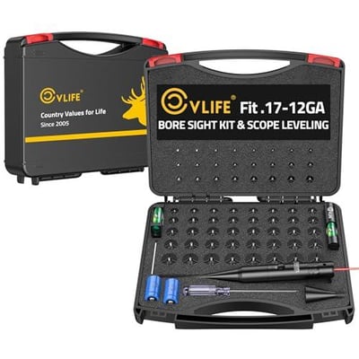 40% off CVLIFE 2-in-1 Green/Red Laser Bore Sight with Scope Level Kit Bore Sight Laser with 64 Adapter Fits .17 to 12GA Calibers Scope Bubble Level and Magnetic Scope Leveling Tool w/code GKIFGOK3 + FREE Shipping