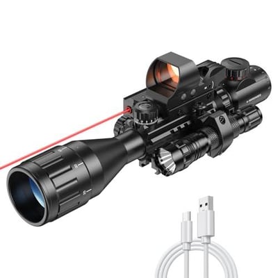 EZshoot Scope Red and Green Dual Illuminated with Rechargeable 4 Holographic Reticle Red Dot Sight and Laser, Flashlight and Mount - $94.5 w/code "X5S7FOJP" + FREE Shipping