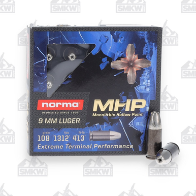 Norma 9mm Luger Ammunition 108 Grain MHP 20 Rounds - $12.99