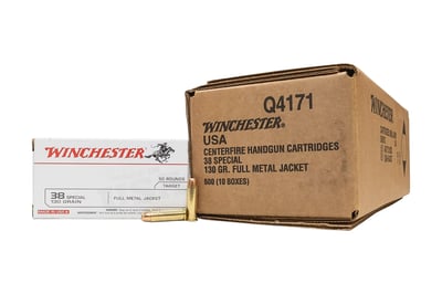 Winchester Q4171 USA 38 Special 130 Grain Full Metal Jacket Handgun Ammo - 500 Rounds - $229.95 