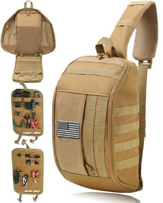 DBTAC Compact 9L Tactical Sling Bag with Removable Elastic Organizer Panel, Everyday Carry Shoulder Pack (Brown) - $20.99 + FREE Shipping