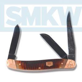 Rough Rider Backwoods Bushcrafter Stockman 3.50" Sawcut Amber Bone Handles Blackwashed 440A Stainless Steel - $14.38 (Free S/H over $89)