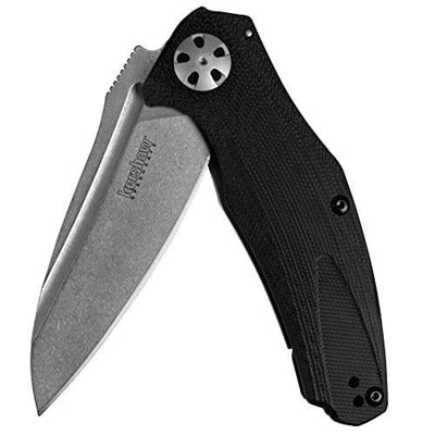 Kershaw Natrix Pocket Knife 3.25" Drop Point Stonewash 8Cr13MoV Blade Black G-10 Handle SpeedSafe Assisted Opening Sub Frame Lock Reversible Pocketclip 2.9 oz. - $29.33 (Free S/H over $25)