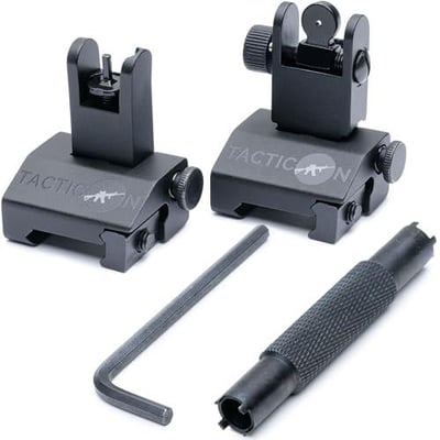 Tacticon Flip Up Iron Sights for Rifle - Front and Rear BUIS Set with Sight Adjustment Tool - Rapid Transition Backup flip up Sights for Picatinny and Weaver Rails - Tactical Rifle Accessories - $49.95 + FREE Shipping