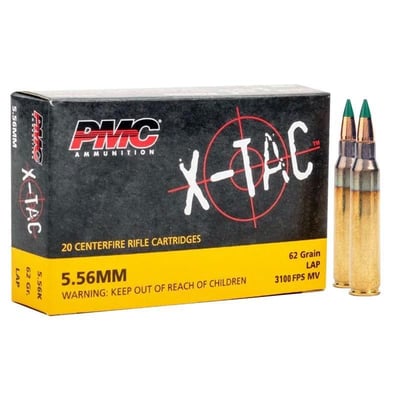 PMC X-Tac Rifle Ammunition 5.56 NATO 62 gr Green Tip 3100 fps 20 rounds - $9.49 ($5 S/H over $99.99 w/ code "FR240422")