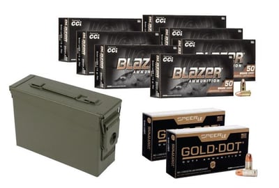 Blazer 9mm FMJ 115 Grain 350 Rds + Speer GD HP 9mm 115gr 100 Rds + Military Ammo Can - $175 (Free S/H)