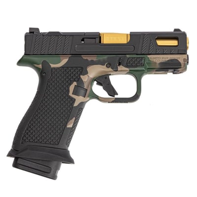 PSA Sabre Dagger Micro 9mm Pistol, TiN Barrel, w/ Mag Extensions, M81 Woodland Camo - $629.99 
