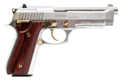 Taurus PT92 9mm Stainless Semi-Auto Pistol with Wood Grips and Gold Accents - $629.99 (Free S/H on Firearms)
