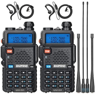 2 Pack Baofeng UV-5R Two Way Radio Ham Rechargeable with 2 Pack 771 Antenna (Black) - $35.09 (Free S/H over $25)