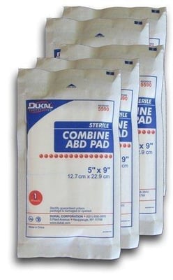 Trauma Pads, 5" x 9" COMBINE ABD (PACK OF 5) - $4.40 (Free S/H over $25)