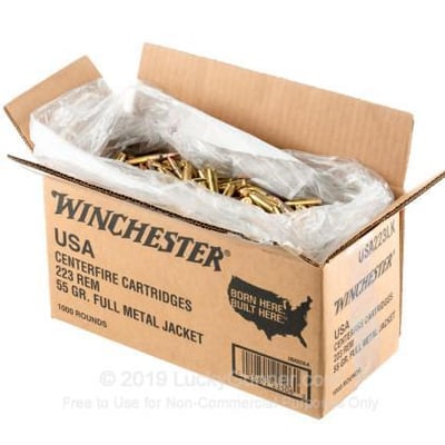 Winchester Ammo W2231000 USA 223 Rem 55 gr Full Metal Jacket (FMJ) 1000 Bx/ (Value Pack) - $426.18 