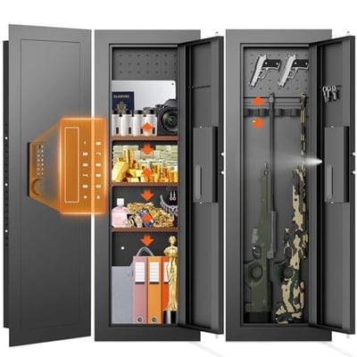 47.24" Wall Safe Between the Studs, Hidden Safe with Removable Pegboard, 3 Adj Shelves and Magnetic Slot (Black-Digital) - $143.99 + FREE Shipping