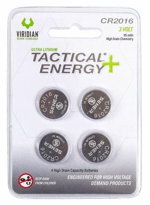 Viridian 350-0013 CR2016 3V 85mAh High Drain Ultra Lithium Battery, 4-Pack - $4.95 (Free S/H)