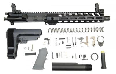 PSA 10.5" 5.56 NATO 1:7 Nitride 10.5" Lightweight M-LOK Classic EPT SBA3 Pistol Kit w/ MBUS Sights, Gray - $689.99