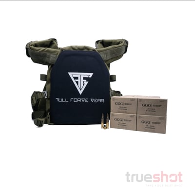 Bundle Deal: 1 Full Forge Gear Green Plate Carrier + 2 Level 4 Plates + 500 Rounds GGG 5.56 - $729.99