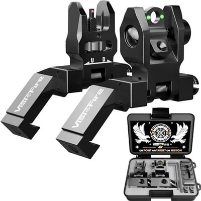 45 Degree Offset Iron Sights, Flip Up Fiber Optic With Red Green Dots, Tool-Free Adjustable Back Up Canted Rapid Transition - $26.15 + FREE Shipping