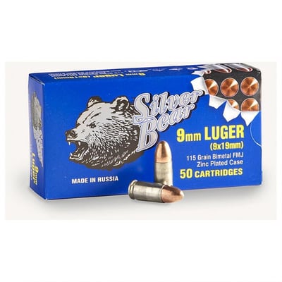 Silver Bear 9mm Luger 115 - grain FMJ Ammo, 500 rounds - $87.39 (Buyer’s Club price shown - all club orders over $49 ship FREE)