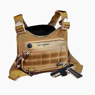 LIBOSHENG Outdoor Sports Chest Bag, Tactical Vest, Men/Women, Khaki - $9.99 + FREE Shipping