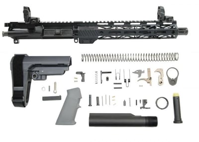PSA 10.5" 5.56 NATO 1:7 Nitride 10.5" Lightweight M-LOK Classic EPT SBA3 Pistol Kit w/ MBUS Sights, Gray - $499.99 