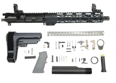 PSA 10.5" 5.56 NATO 1:7 Nitride 10.5" Lightweight M-LOK Classic EPT SBA3 Pistol Kit w/ MBUS Sights, Gray - $499.99