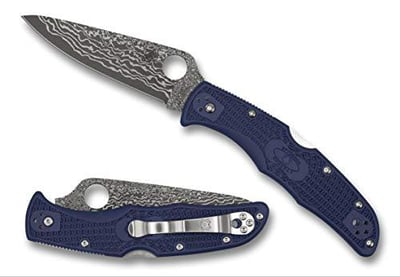 Spyderco Endura KnifeJoy Exclusive KJ Steel Blue FRN Damascus Knife - $99 + FREE Shipping