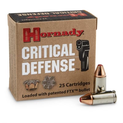 Hornady Critical Defense Lite, 9mm Luger, FTX, 100 Grain, 25 Rounds - $20.94 (Buyer’s Club price shown - all club orders over $49 ship FREE)