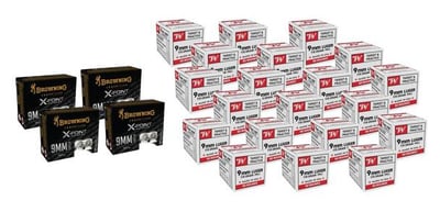 Winchester 9mm Luger 115 Grain FMJ (1,000 Rounds) + Browning X-point Defense 9mm Luger 147 Grain JHP (200 Rounds) - $299 (Free S/H)