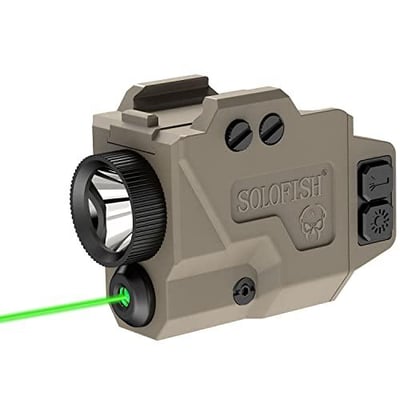 SOLOFISH 800 Lumens Pistol Light and Green Laser Combo, Strobe Function for Tactical Flashlight with Slidable Rail Fits Full Size Guns w/Rail, Magnetic Charging - $25.95 + FREE Shipping
