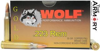 223 Remington (5.56x45mm) 55 gr FMJ Wolf Gold Ammo Box (2000 rds) - $296.65 