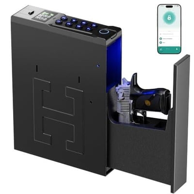 KPASAFE Biometric Fingerprint Gun Safe for Handgun, 0.2S Quick Access Pistol Case with APP Control, LCD Display, LED Light, Silent Mode, Heavy-Duty Alloy Steel, Bedside Handgun Safe for Home - $79.99 + FREE Shipping
