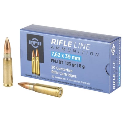 PPU 7.62X39 123GR FMJ 20 Rounds - $12.98