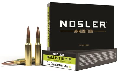 Nosler BT Ammunition 6.5 Creedmoor 140 Grain Ballistic Tip Box of 20 - $44.99 